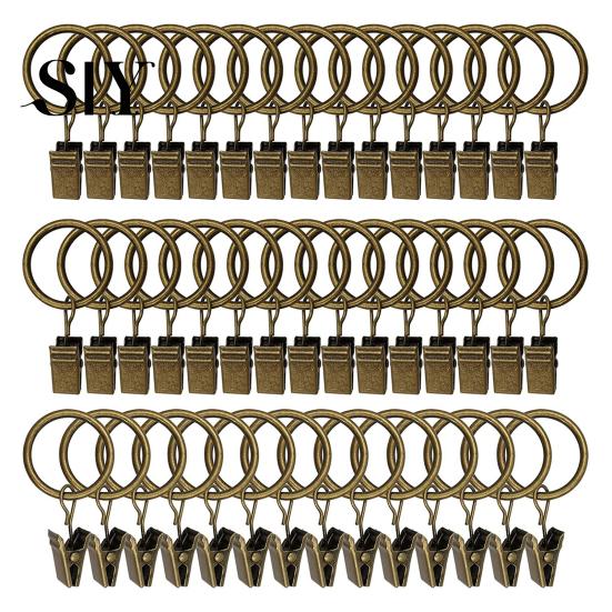 Curtain Hook Clip 10 Pcs Rings with Clips Polished Iron No Tools Needed Snap-On Design Easy Quick Installation to Use Curtains Clamps Hooks
