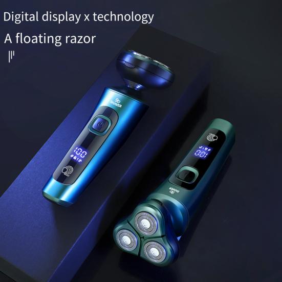 Men Electric Shaver LED Display 3 Heads USB Rechargeable Travel Rotary Razor Cordless Hair Beard Trimmer Remover Tool Father Boyfriend Gift