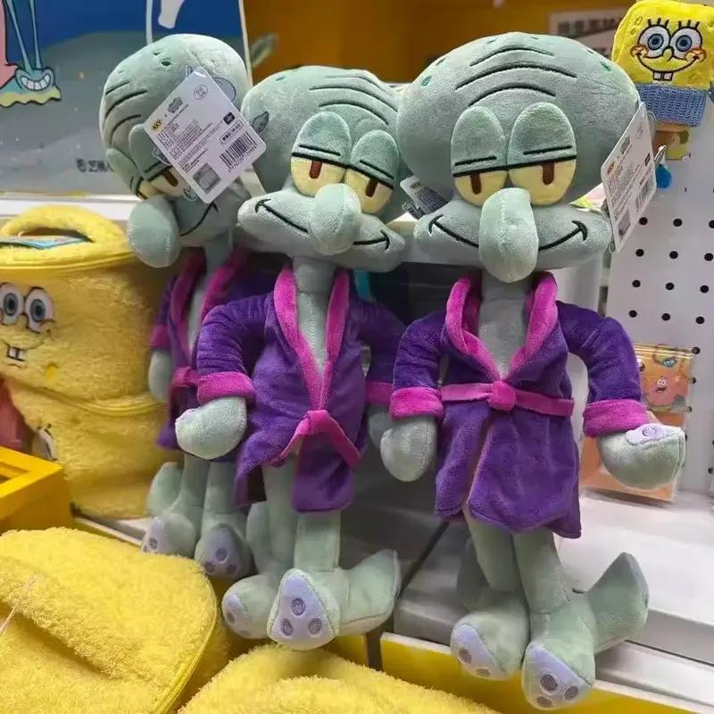 Animation Spongebob Squidward Plush Doll Anime Purple Pajama Robe Plush Stuffed Plaything Bedtime Sleeping Accompany Doll Surprise Gfts