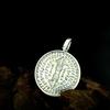 Серебряный кулон-ваджра из стерлингового серебра S925, круглый, с санскритскими письменами - Ретро, буддийский, этнический стиль, тяжелое ожерелье