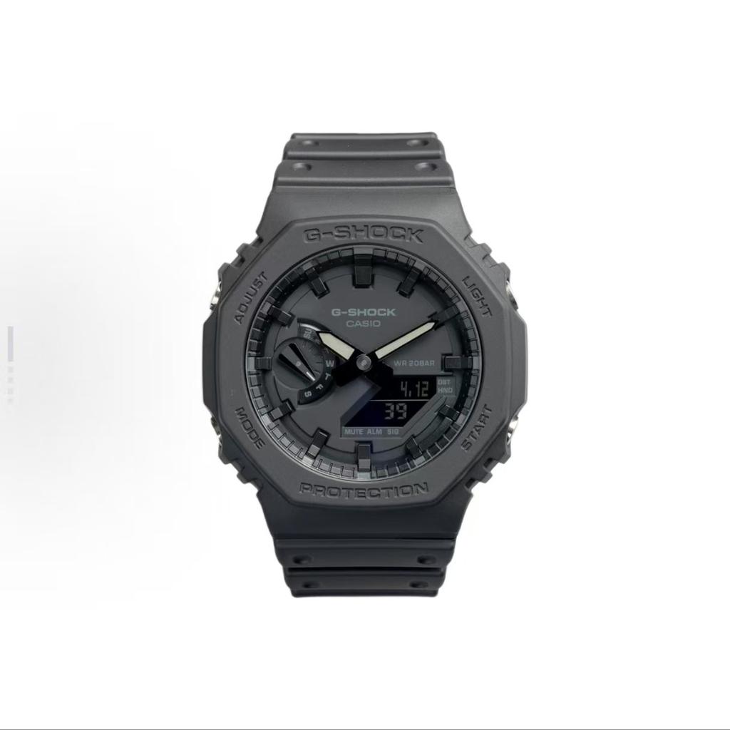 Casio Мужские часы с ЖК-дисплеем и аналоговым двойным дисплеем Серия Black GA-2100-1A1(Watch3--)