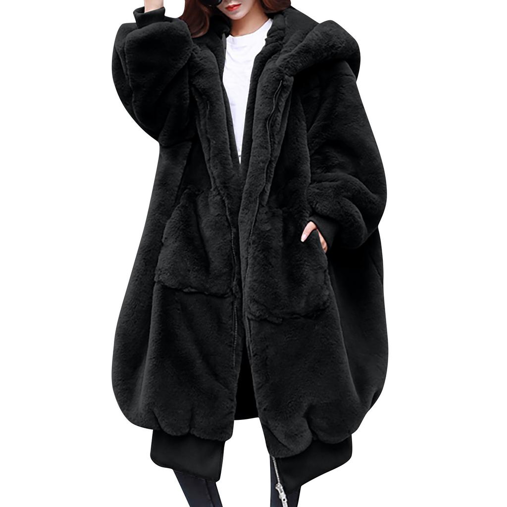 Fashion Casual Women's Sheep Shearing Stitching Coat Women's Mid-length Wool Coat