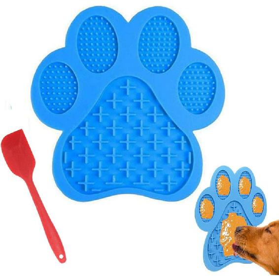 Dog Licking Mat for Anxiety Peanut Butter Slow Feeder Bowls Licking Pad with Strong Suction to Wall for Pet Bathing,Grooming,and Dog Training (Red)