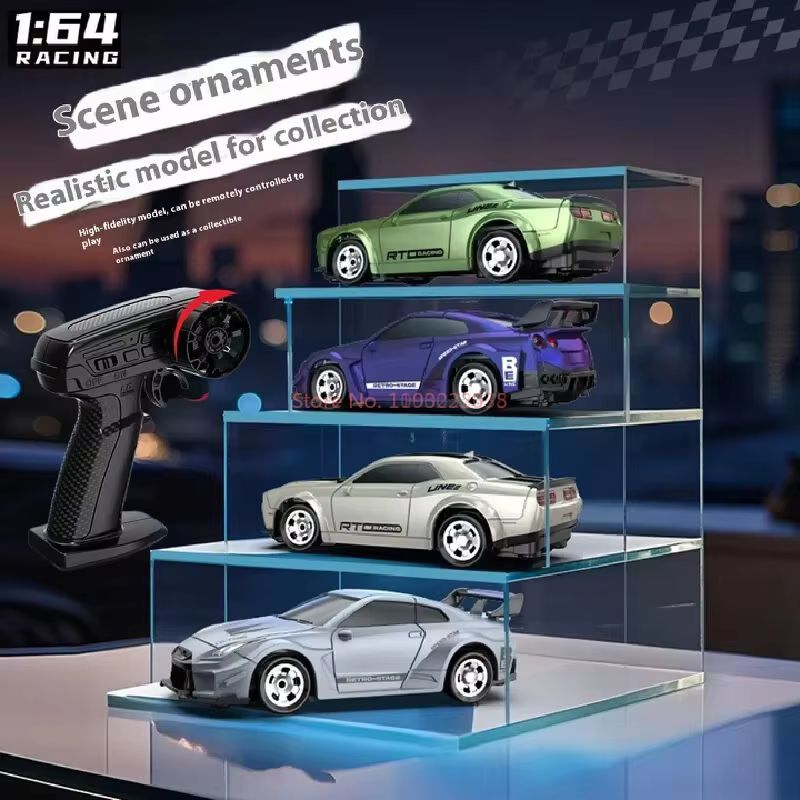 1:64 Scale Remote Control Car Full Four-Wheel Drive Drift Racing Desktop Model Toy for Children And Collectors Gifts
