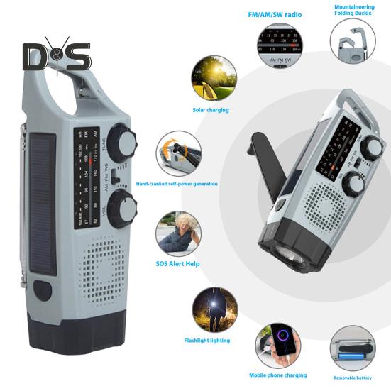 Солнечное радио с фонариком SOS сигнал тревоги многоцелевое перезаряжаемое портативное аварийное радио с ручкой AM/FM радио
