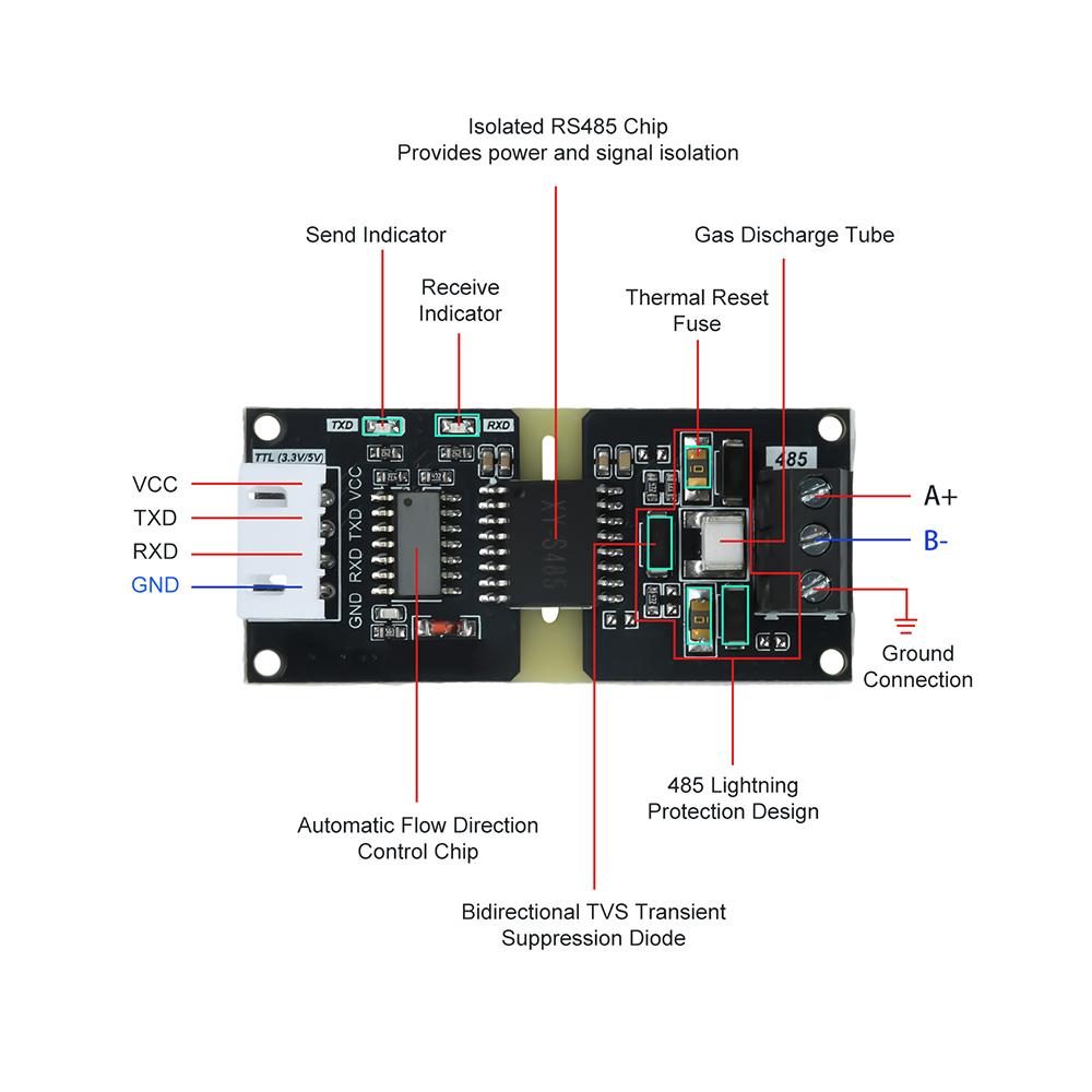 TTL Turn To RS485 Converter Module 485 To Serial UART Level Mutual Conversion Hardware Automatic Flow Control PowerSupply Module
