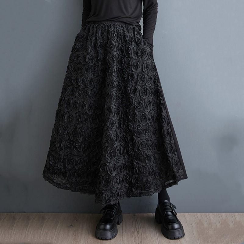 Cotton Plus Size High Waist Vintage Spring Autumn Casual Loose Long for Woman Skirts Womens Skirt