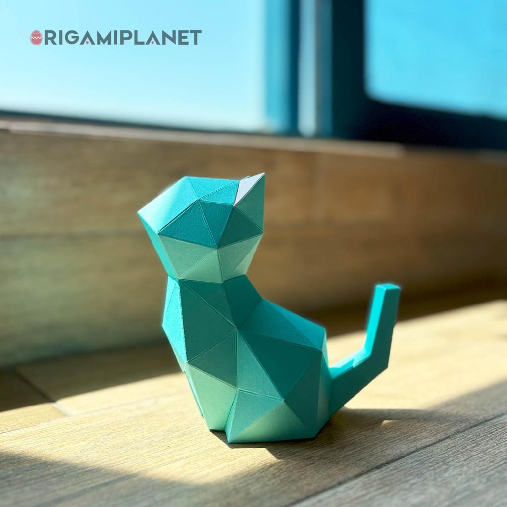 ORIGAMIPLANET 3D Набор для оригами Кот в лунном свете Бумажный Домик Бумажный 3D Бумажный Ручная работа Домашний DIY Набор для творчества в подарок для взрослых и детей Возраст - Котёнок,