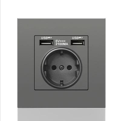 Настенная двойная розетка USB DepoGuye 2.1A, розетка для спальни, настенная розетка 16A, панель ПК, стандартная розетка Испании, России и ЕС