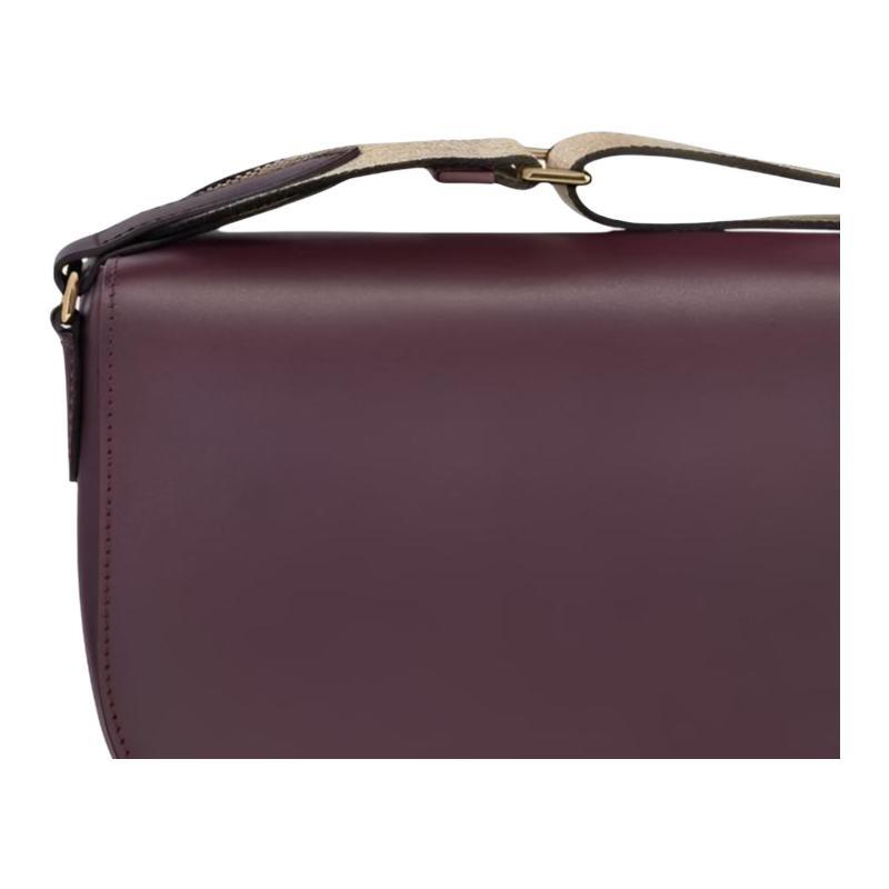 Longchamp Épure leather insert adjustable cotton shoulder strap calfskin shoulder bag women's burgundy 10296HFY119