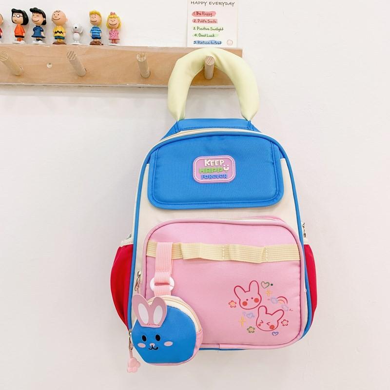 Backpack Blocked Color Kindergarten Backpack Casual Kids Lightweight Schoolbag