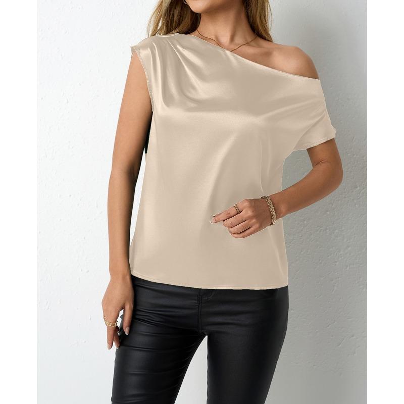 Женская летняя мода, новый нерегулярный косой подол, однолинейный воротник, без рукавов