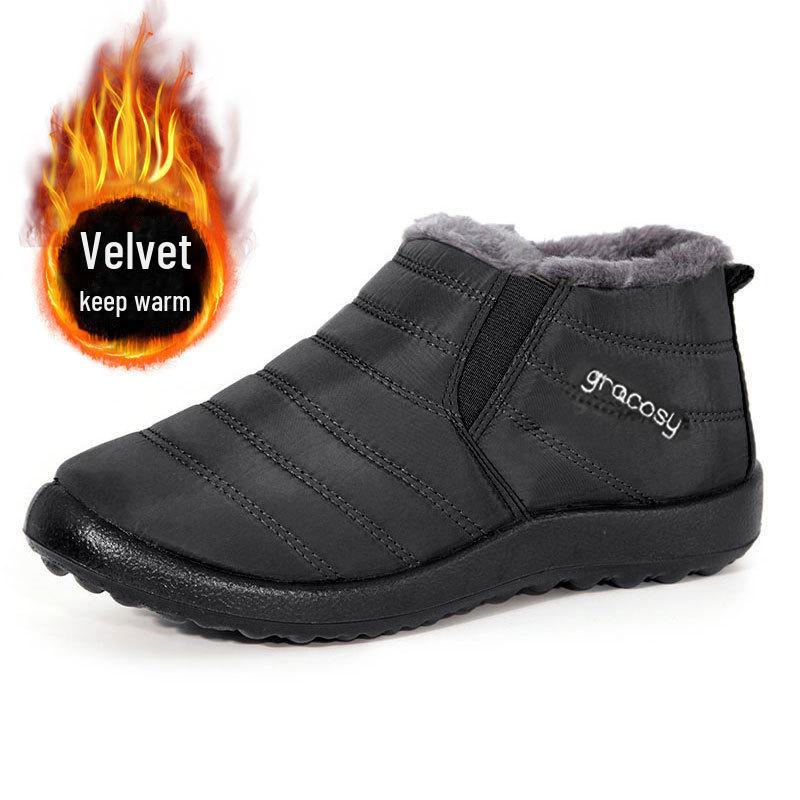 Большие хлопковые зимние сапоги унисекс: Плюс бархат, водонепроницаемый, нескользящий, модный для пар