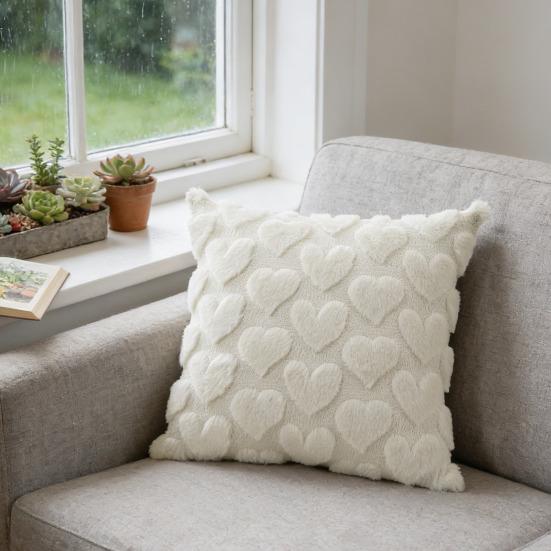 Плюшевая наволочка на подушку в форме сердца ко Дню святого Валентина, декоративная наволочка с узором в виде сердца