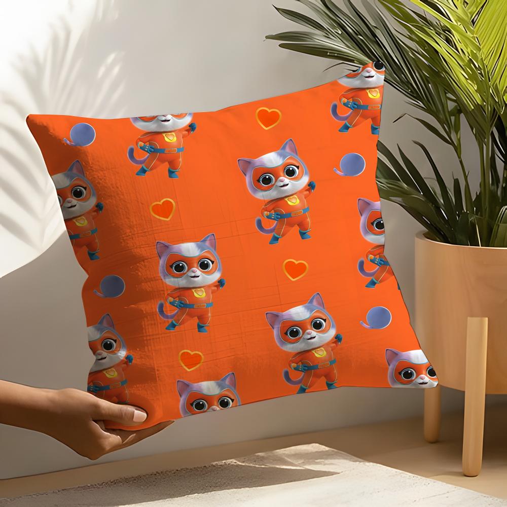 Cute Cartoon S-Superkitties Pillow Case Linen Cushion Covers For Decorative Sofa Home Pillows Case Car Chair Pillows Cases