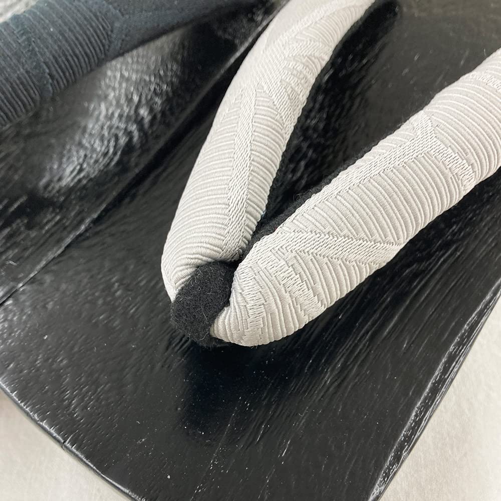 Kyoto Kimono Yuzen Geta for Sizes Paulownia Wood Geta with Comfortable Rubber Blackened (Geta) Men, 25.5-27, Black, Gentlemen's, Sole, (Black)
