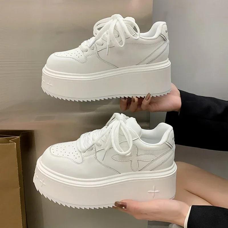 Весна и осень Новый стиль Модные повседневные и удобные увеличивающие рост платформы подошвы для женских спортивных кроссовок