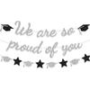 We Are So Proud Of You Banner Graduation Party Decorations Glitter Congratulations Class Grad Ideas Blue Grad Oragne
