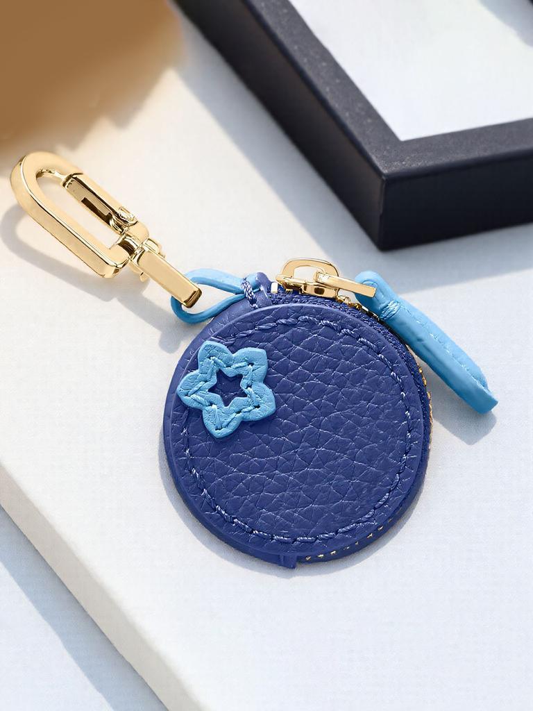 Multi-piece set - Mini cute blueberry fruit pendant coin purse keychain charm fashion PU leather charm small bag gift for women