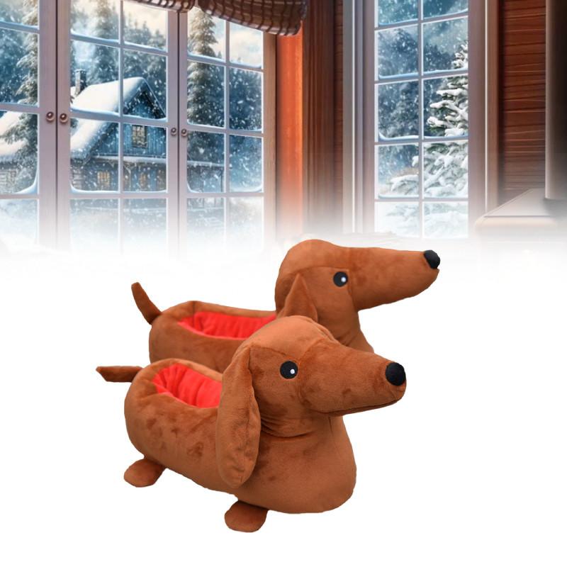 Adorable Dachshund Plush Slippers Cozy Cartoon Design For Comfortable Home Use