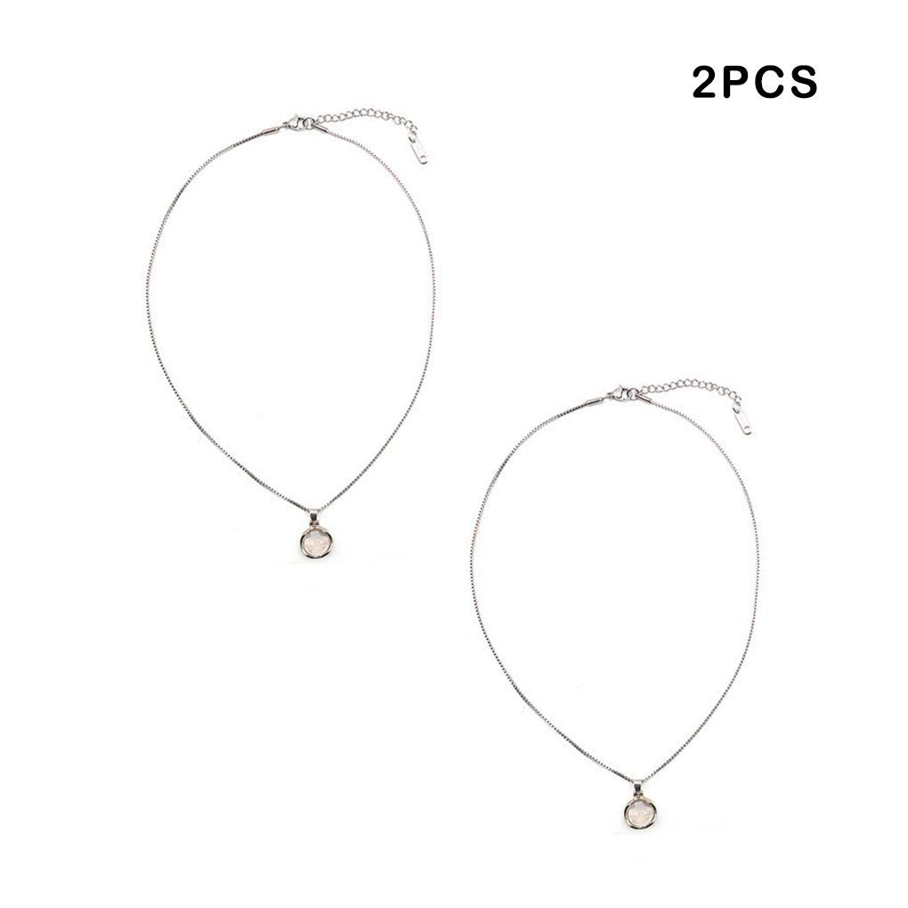 2Pcs Women Geometric Pendant Necklace Steel Chains Neck Decor Ornaments Ladies Jewelry for Dating Party Jewelries