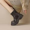 Krazing Pot Овчина Осенне-зимняя обувь Мотоциклетные ботинки с толстой подошвой Круглый носок Сохраняют тепло Ботильоны на молнии
