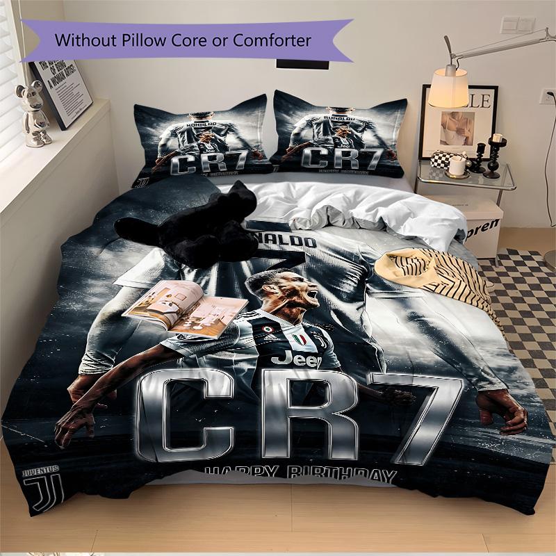 Ronaldo'S Cr7 Celebration Print 3Pcs Bedding Setduvet Cover With 2 Bedropillowcase Home Birthday Gift