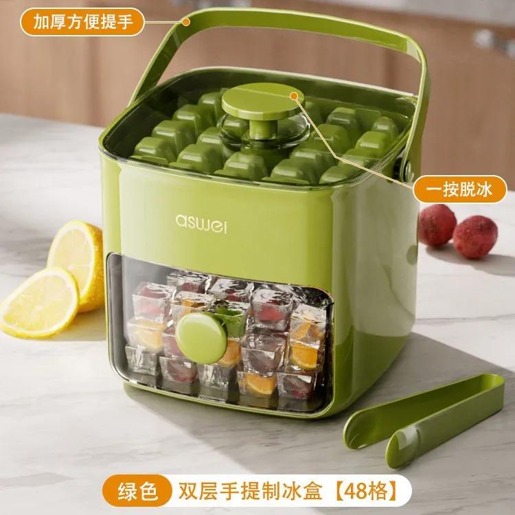 Очень большой формочка для 48 кубиков льда с легко скользящим двухслойным лотком из пищевого материала для холодильника, идеально подходит для виски и коктейлей