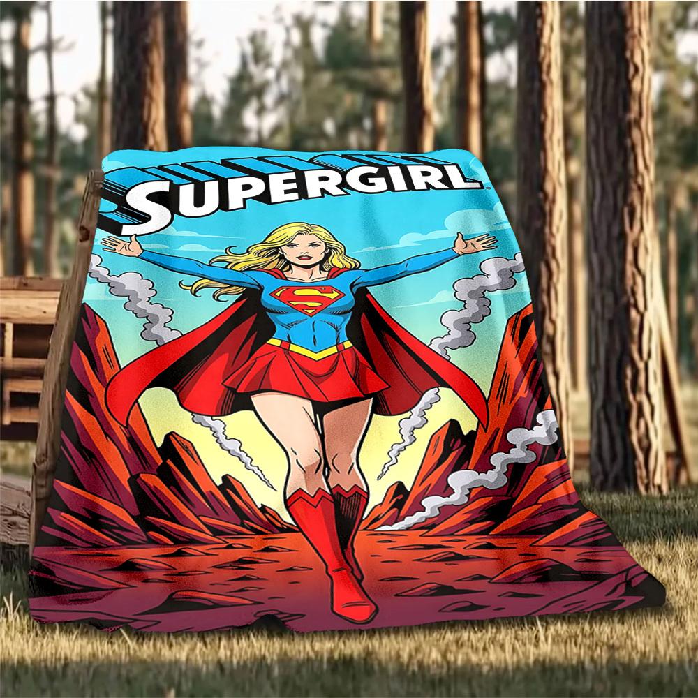 1 шт. Фланелевое одеяло Supergirl для улицы, мягкое, легкое и теплое, для дивана, офиса