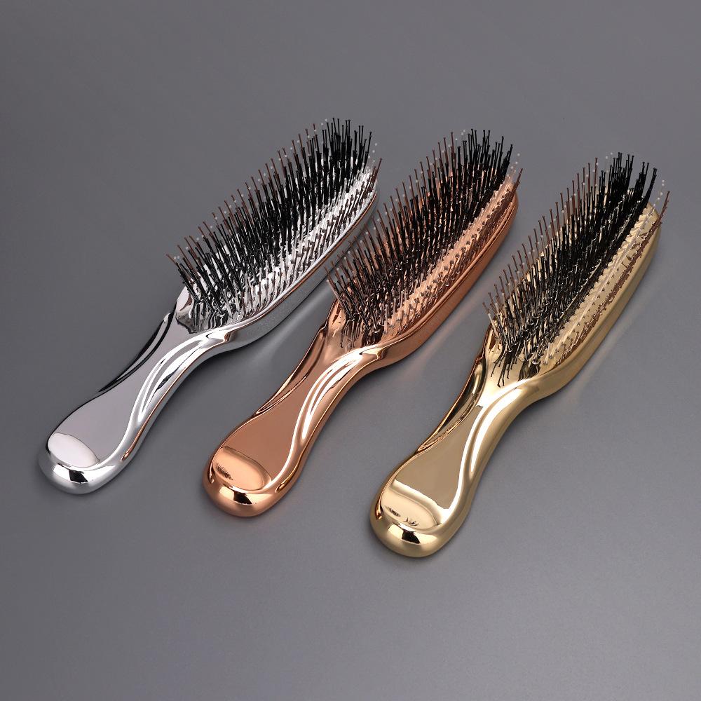 Пластиковая щетка для кожи головы Rose Gold для массажа и распутывания волос