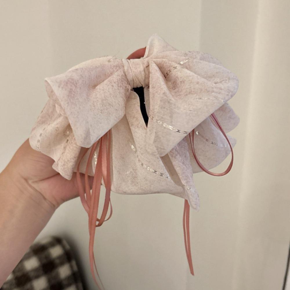 Grab Clip Chiffon Bowknot Hair Clip Floral Flower Hairpin Large Size Bow Ribbon Hair Claw  Travel