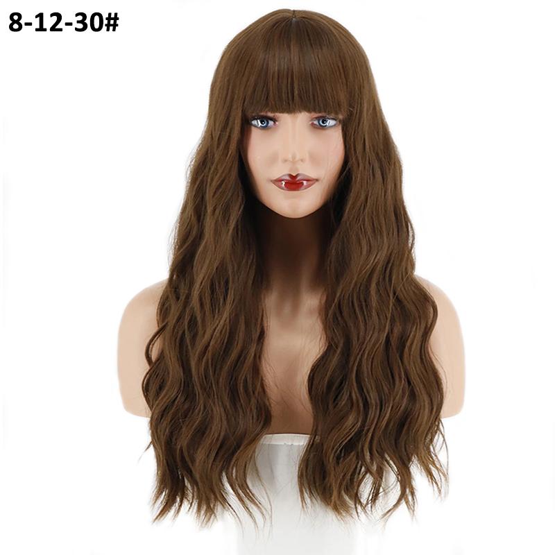 MERISIHAIR Женские длинные волнистые парики с тупой челкой, парики из синтетического высокотемпературного волокна, повседневные вечерние, для косплея