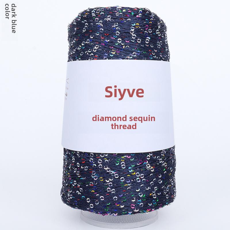 Пряжа с пайетками Siyue 2 мм - шерстяная пряжа ручной работы для проектов своими руками (100г)