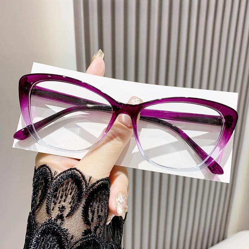 Fashion Anti Blue Light Cat Eye Eyeglasses Ultra-Light Near Sight Eyewear Computer Myopia Glasses For Women Diopter 0 To -3.0