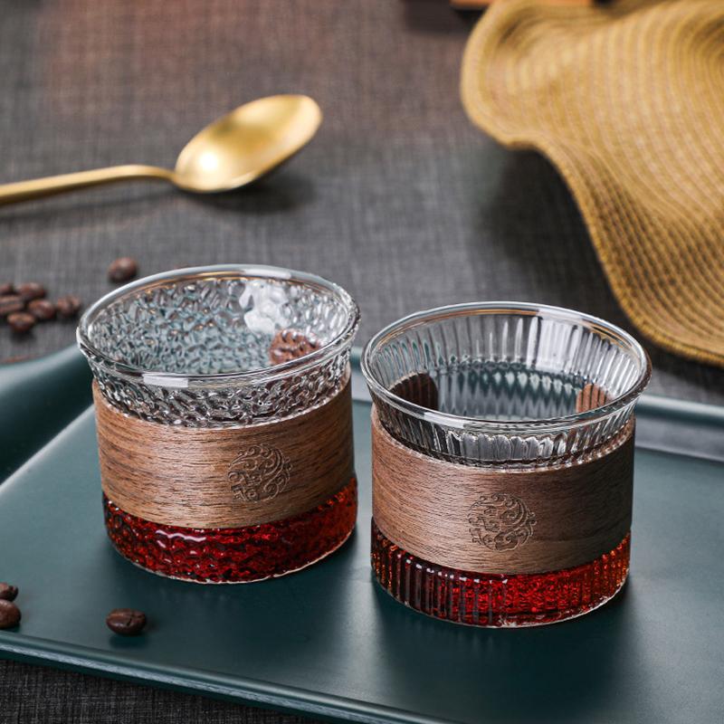 Japanese Style Glass Tea Cup Hammer Mug Gongdao Kung Fu Tea Set Heat-Resistant Serve Tea Bowl with Lid Arabica Coffee