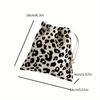 Сумка на шнурке Милый леопардовый принт Ручная маленькая тканевая сумка Кошелек-монетница Клатч Женская сумка для хранения Подарочный мешок Хранение мелочей