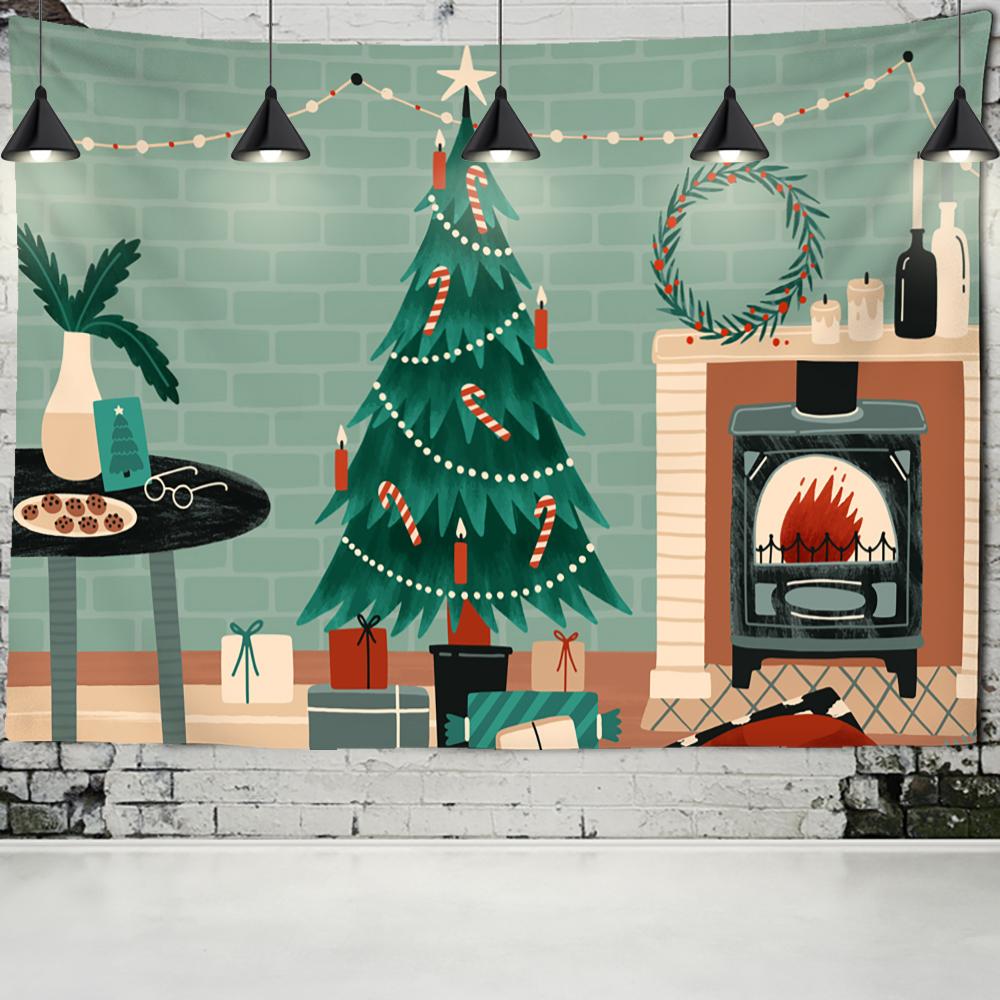 Мультфильм Рождественский гобелен Kawaii настенный новогодний подарок милый фон ткань для дома