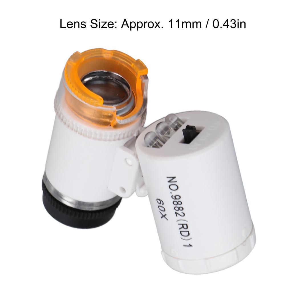 60X Magnification Magnifier Portable Jewellery Cash Magnifier Detector LED Light Microscope