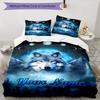 3PC Custom Name Wolf Dreams Blue Bedding Set Duvet Cover Closure Includes 1 Duvet Cover & 2 Pillowcases for Bedroom