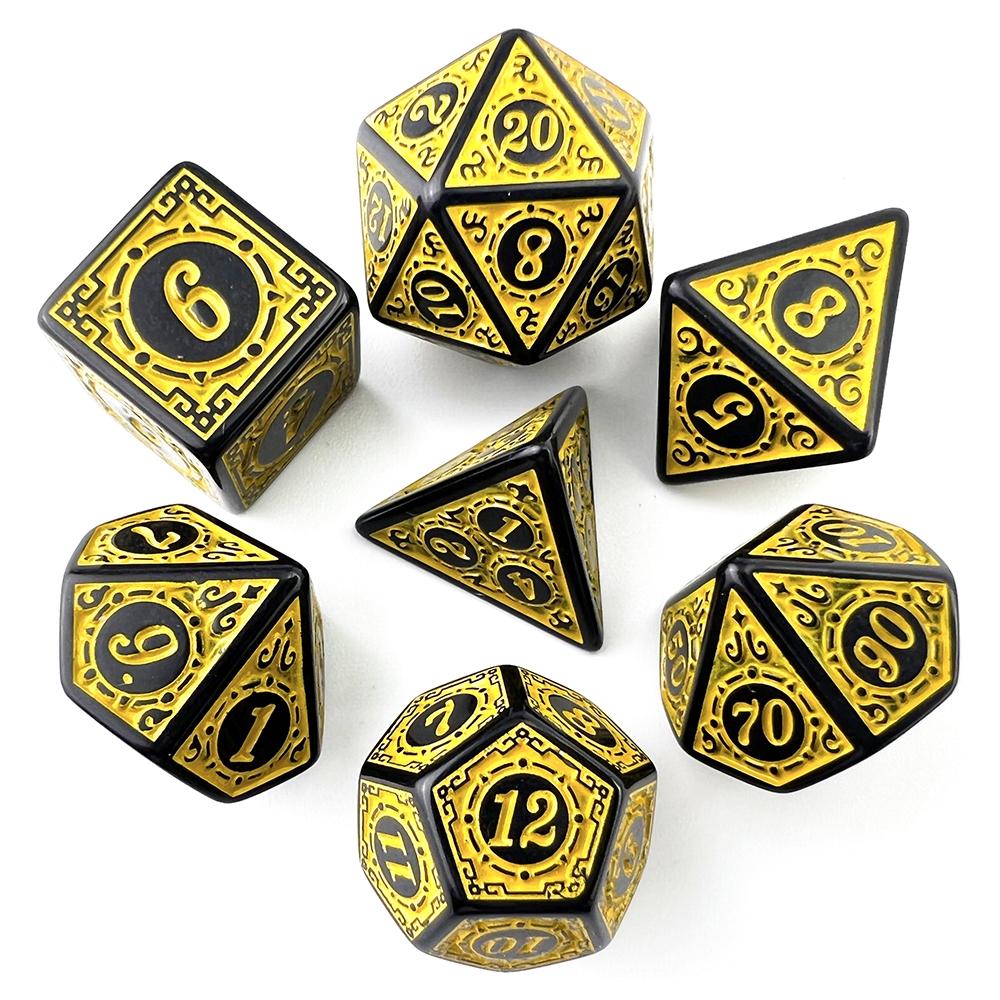 7 шт./набор RPG многогранные игральные кости ретро резной узор D4 D6 D8 D10 D12 D20 DND ролевые настольные игры