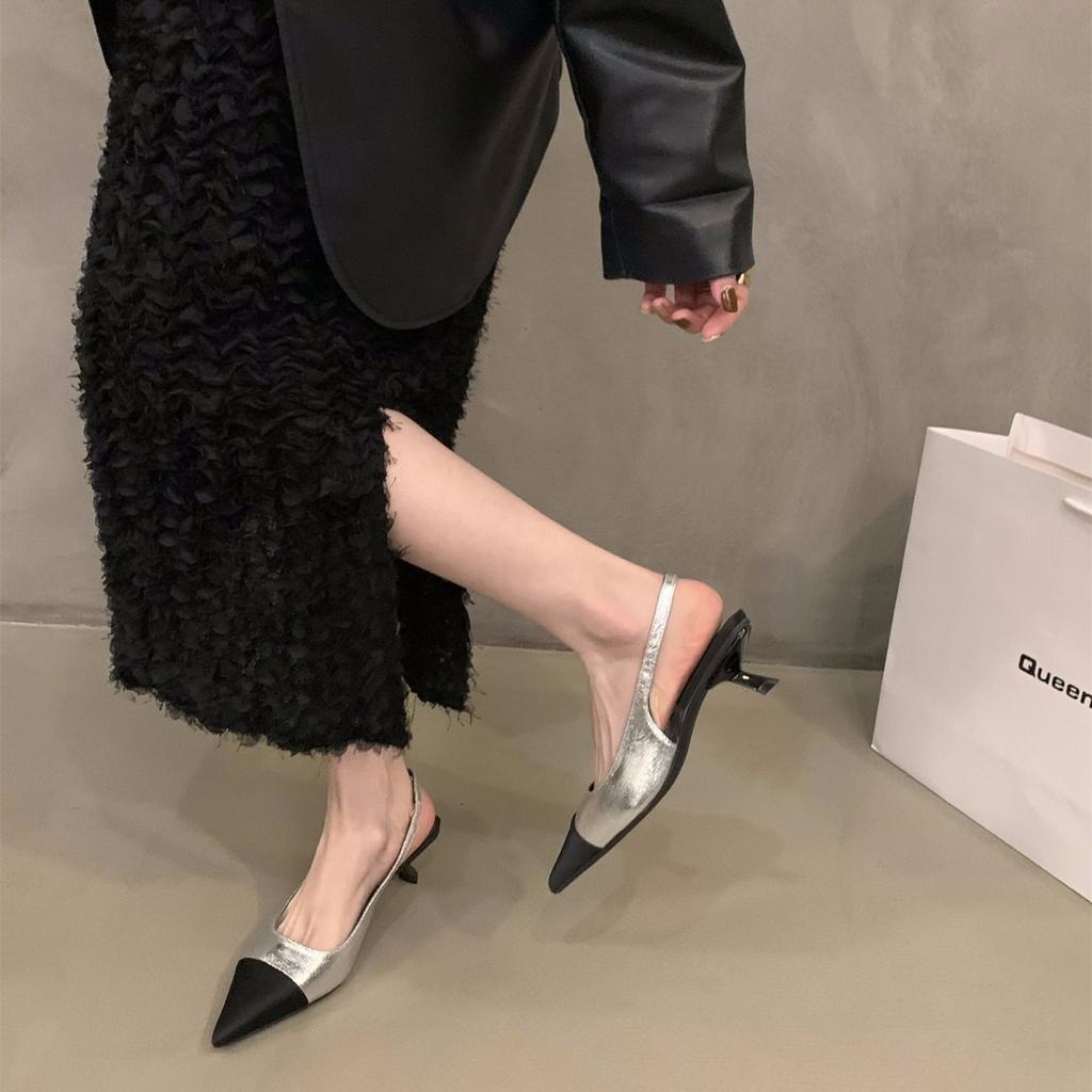 Французские серебристые туфли-лодочки с темпераментным бантом, туфли феи, новая весна-лето 2025, остроносые туфли на высоком каблуке, маленькие ароматные одинарные туфли