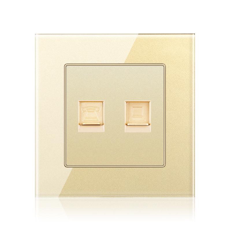 Cat6 Rj45 настенная розетка сетевая розетка с телевизором настенная двойная розетка для передачи данных телефонная панель из закаленного стекла настенная компьютерная сетевая розетка
