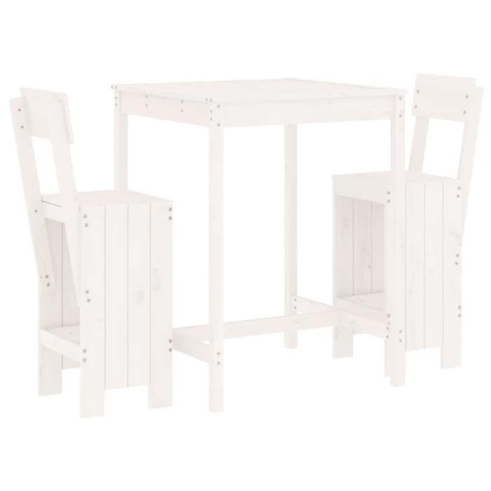 VidaXL 3-piece Garden Bar Set White Solid Pine Wood, Pub Set, Patio Bar Set, Set of 3157794