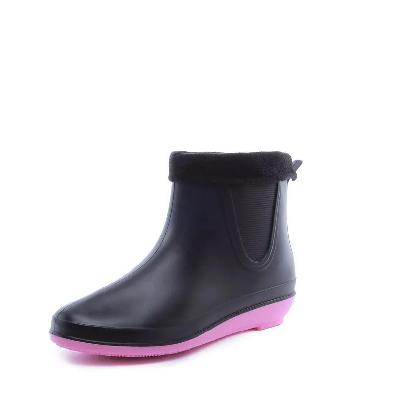 2024 Pvc Water Shoes Women Ankle Flat Rainboots for Women Rain Day Shoes  Winter Warm Sock Rubber Boot Casual Shoesdf54