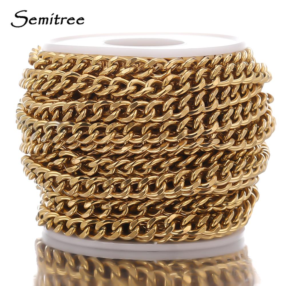 1 Meter Stainless Steel Cuban Chains Bulk for DIY Jewelry Making Crafts Bracelet  Accessories Handmade Hip Hop Necklace Findings