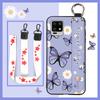Durable Back Cover Phone Case For Sharp Aquos Zero6/Aquos Air Soft Case Flower Kickstand Wrist Strap Anti-dust Lanyard