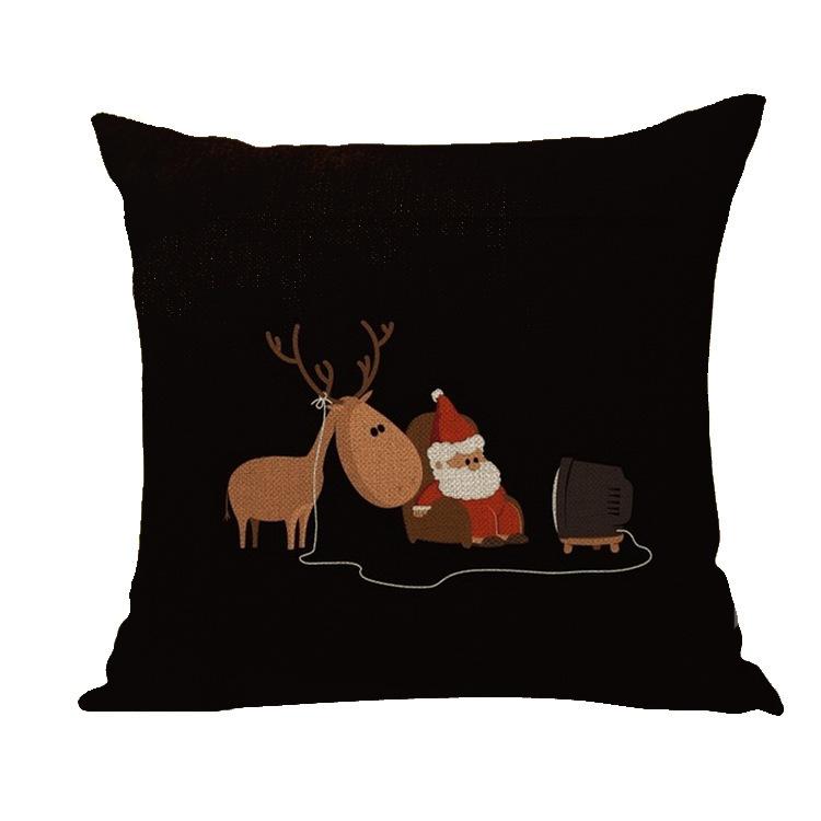 Santa Claus Pillowcase Decoration Cartoon Printing Christmas Cushion Cover Home Christmas Ornament Linen Pillowcase