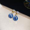 Серьги-гвоздики с синими цветами и цирконами, стиль французского двора, серебряная игла, легкая роскошь, высококачественные, нишевые, изысканные