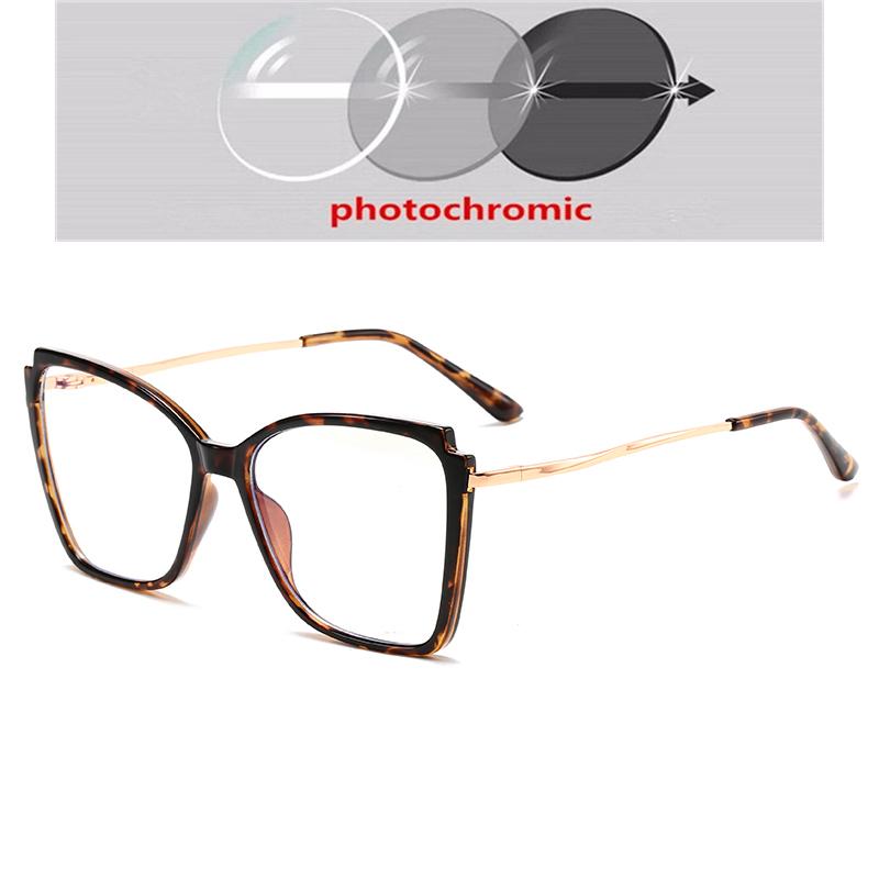 Крупная оправа Кошачий глаз Защита от синего света Металл Минус Диоптрии Очки для близорукости Диоптрии 0 -0.5 -0.75 До -6.0