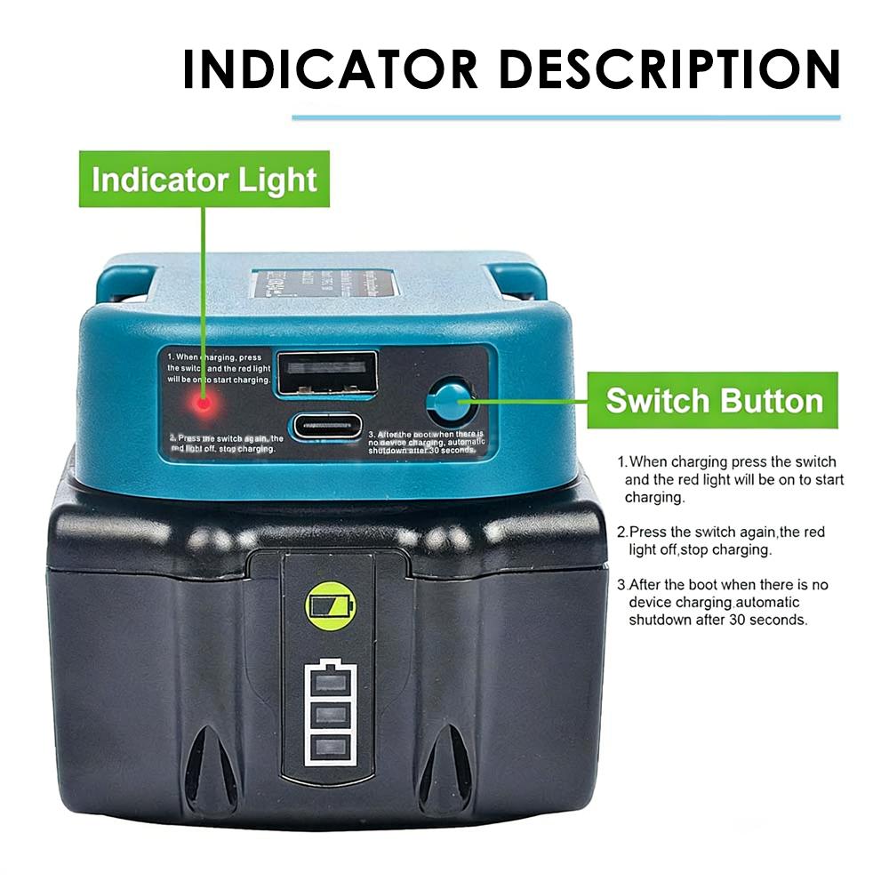 Portable Charger Adapter Compatible For For For Milwaukee 18V Li-ion with USB Type-C Battery Holder Fast Charging